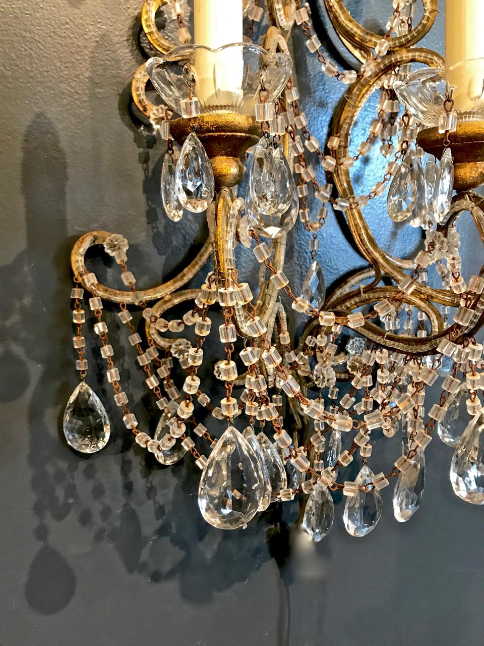 Italian Beaded Sconces, circa 1950 In Good Condition In Pasadena, CA