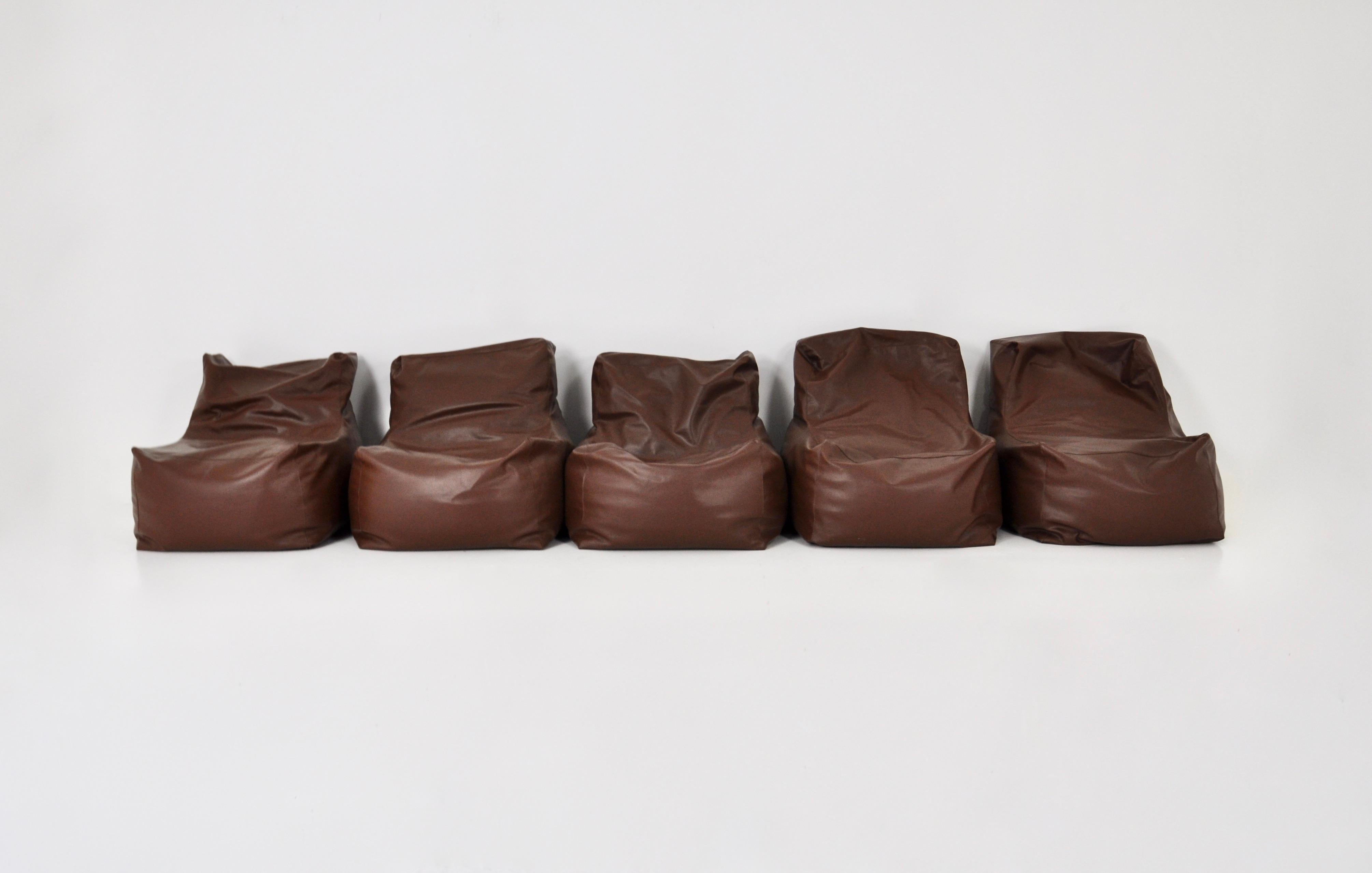 Mid-Century Modern Italian Bean Bag Chair, Set of 5, 1960s