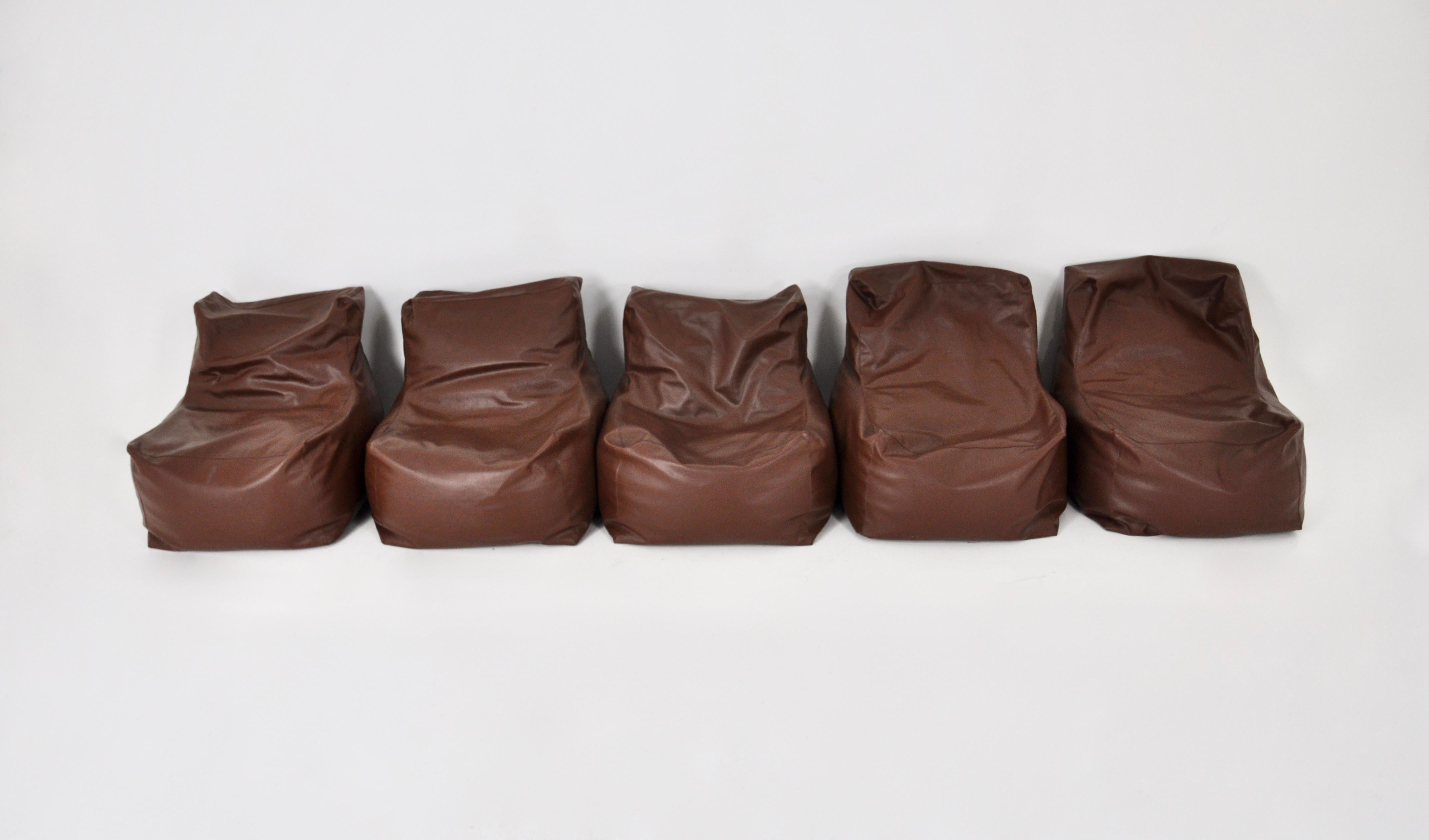 Italian Bean Bag Chair, Set of 5, 1960s In Good Condition In bruxelles, BE