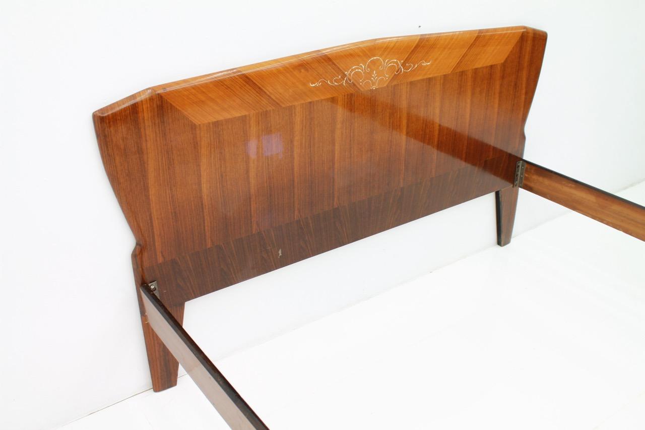Mid-Century Modern Italian Bed with Horse Legs, 1959 For Sale