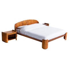 Italian Bedroom Set with King-Size Bed and Nightstands in Patchwork Leather
