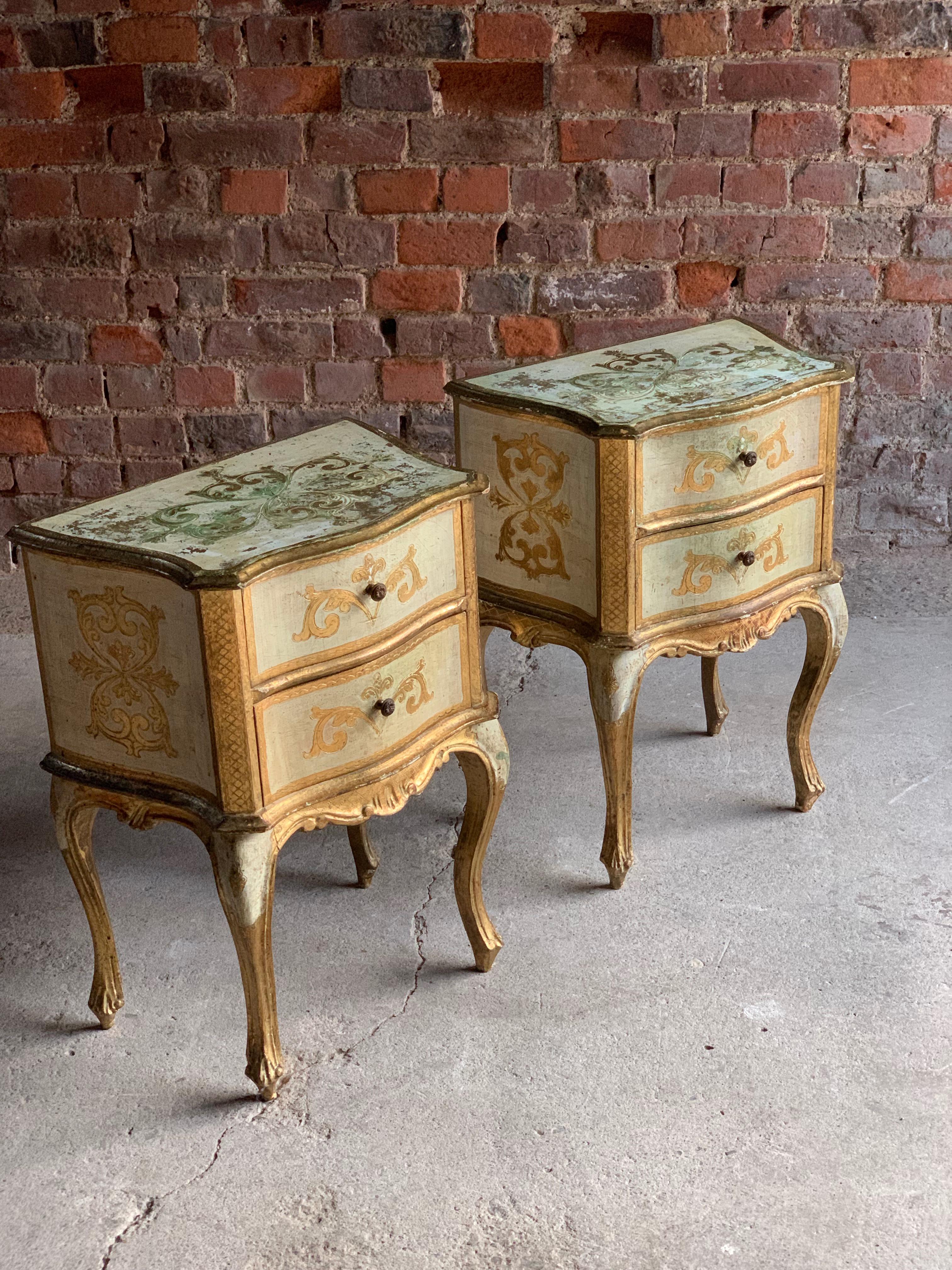 Italian Bedside Tables Cabinets Rococo Gilded, Venetian, 20th Century 5