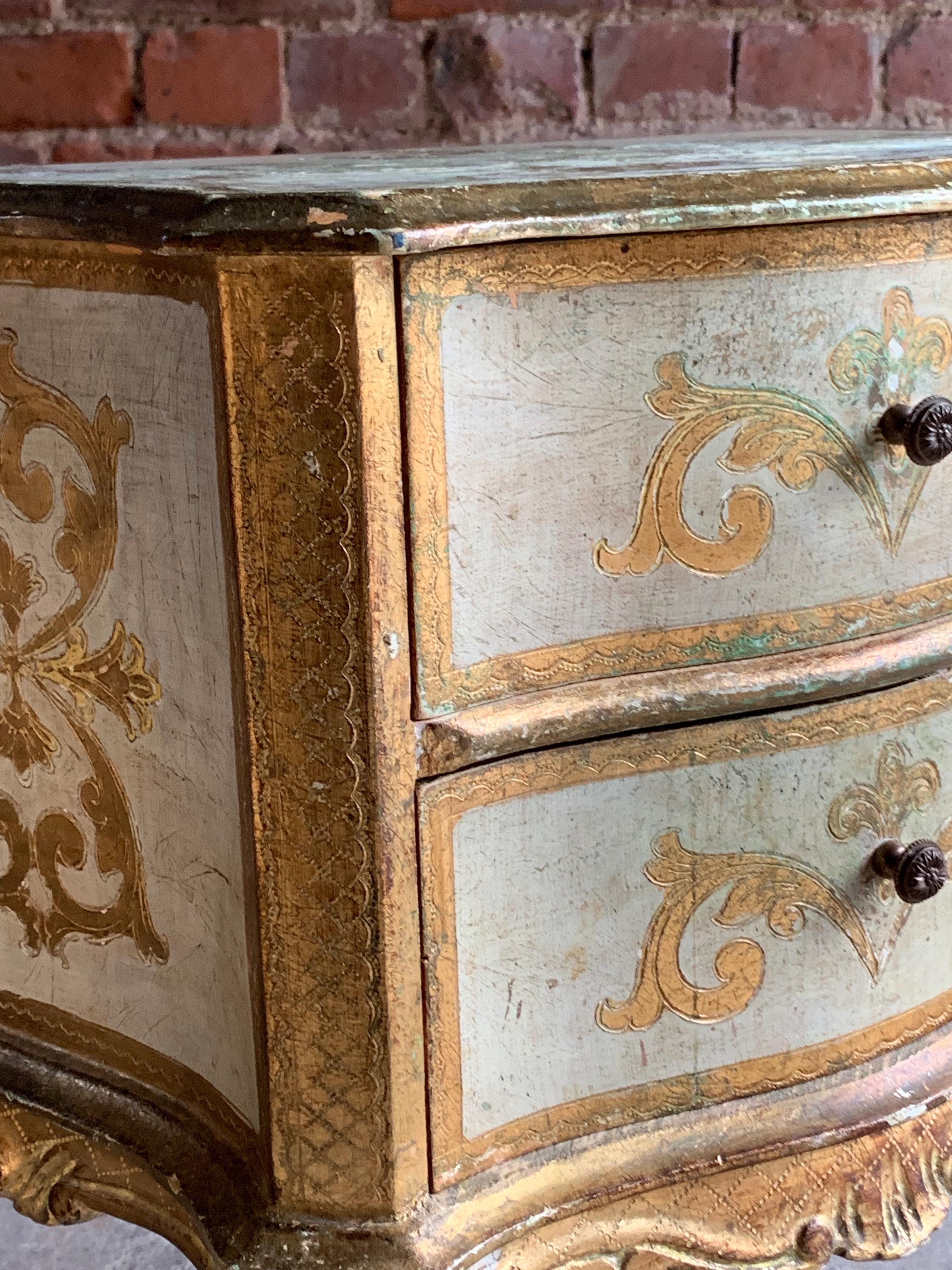 Italian Bedside Tables Cabinets Rococo Gilded, Venetian, 20th Century 2