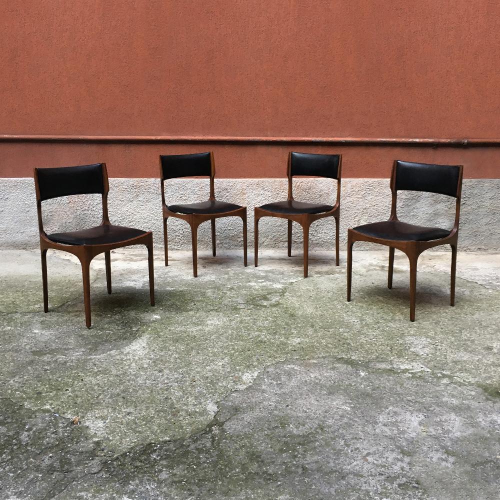 Mid-Century Modern Italian Beech and Leather Elisabetta Chairs by Gibellini for Sormani, 1963