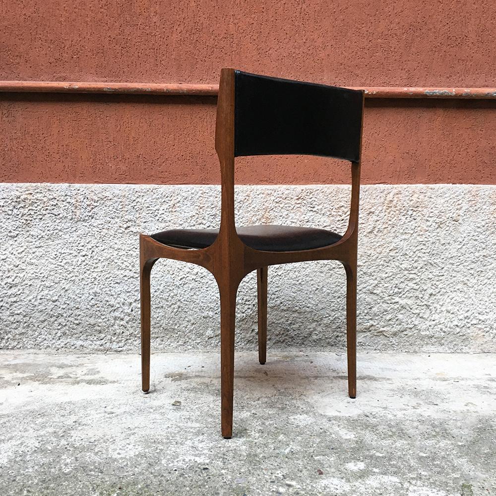 Italian Beech and Leather Elisabetta Chairs by Gibellini for Sormani, 1963 In Good Condition In MIlano, IT