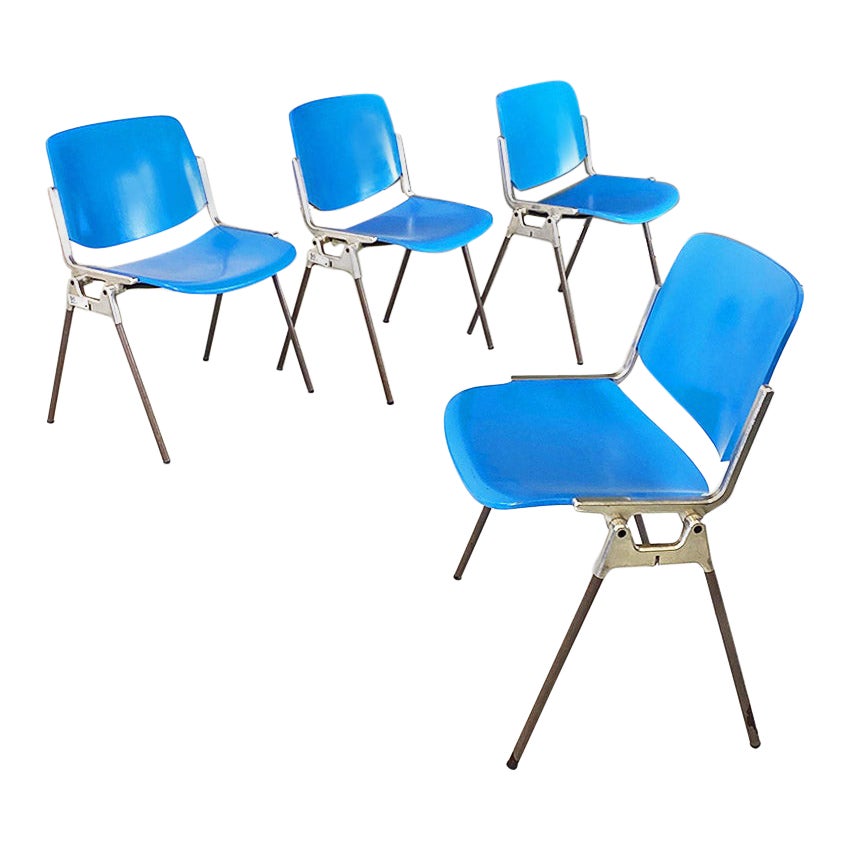 Chaises DSC italiennes en hêtre et métal de Giancarlo Piretti, Anonima Castelli, 1965