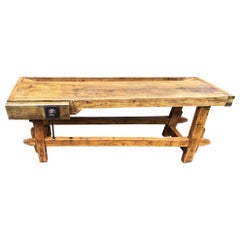 Vintage Italian Beech Carpenter's Table from 1960 Natural Color