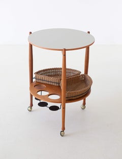 Italian Beech Wood Bar Cart by Fratelli Reguitti, 1950s