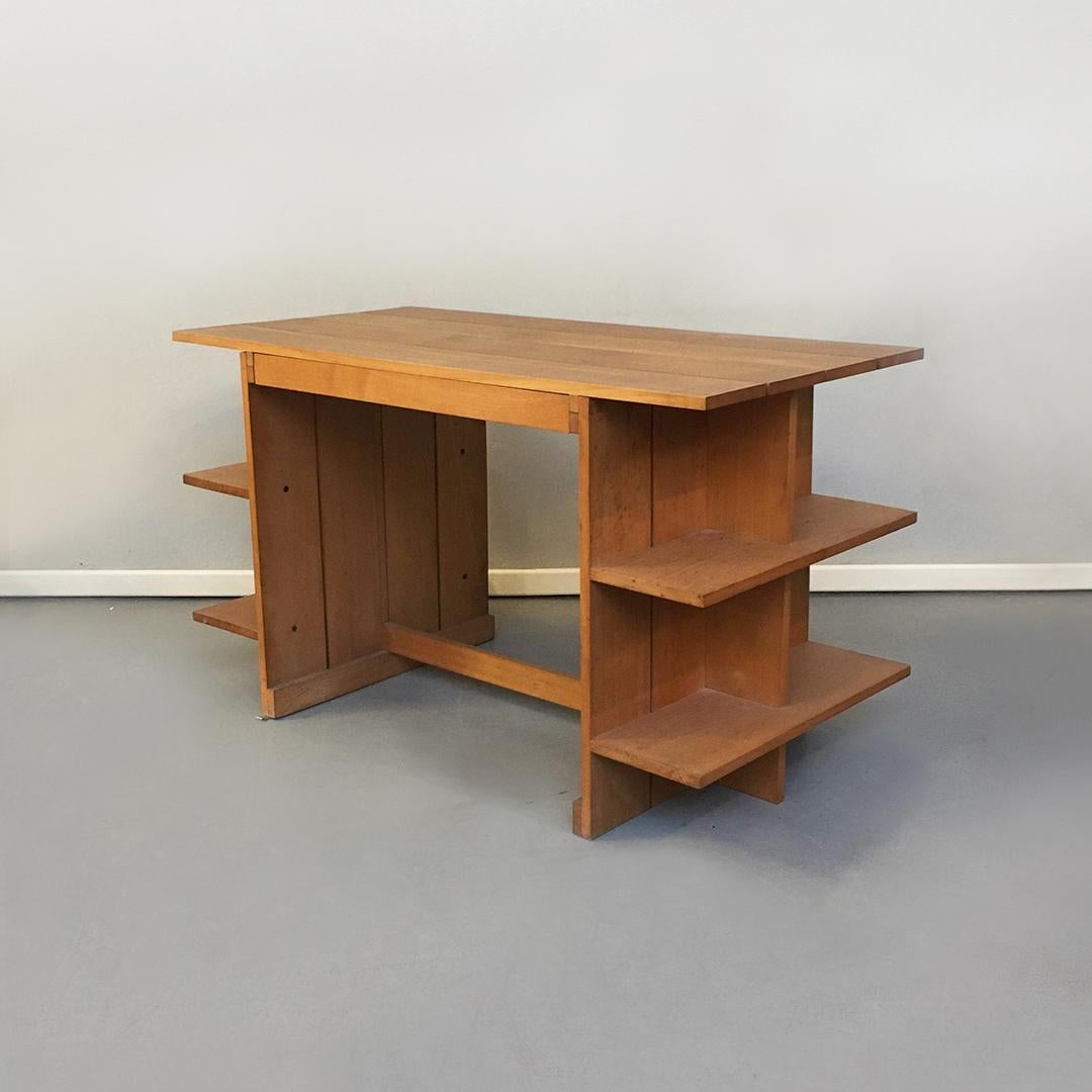 Mid-Century Modern Italian Beech Wood Crate Chair and Desk by G. Rietveld for Cassina, 1934