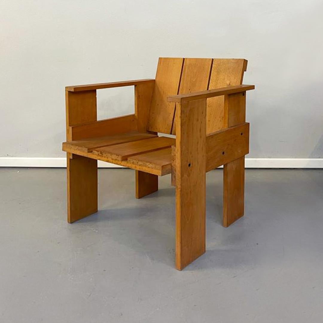 Italian Beech Wood Crate Chair and Desk by G. Rietveld for Cassina, 1934 1