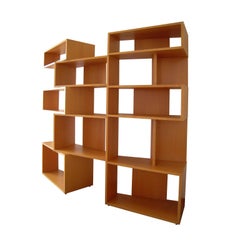 Italian Beech Wood Double Side Bookcase, Bernini Manufacturer
