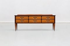 Italian Beechwood, Rosewood and Brass Chest of Drawers by Dassi, 1950s