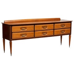 Vintage Italian Beechwood, Rosewood and Brass Chest of Drawers by Dassi, 1950s