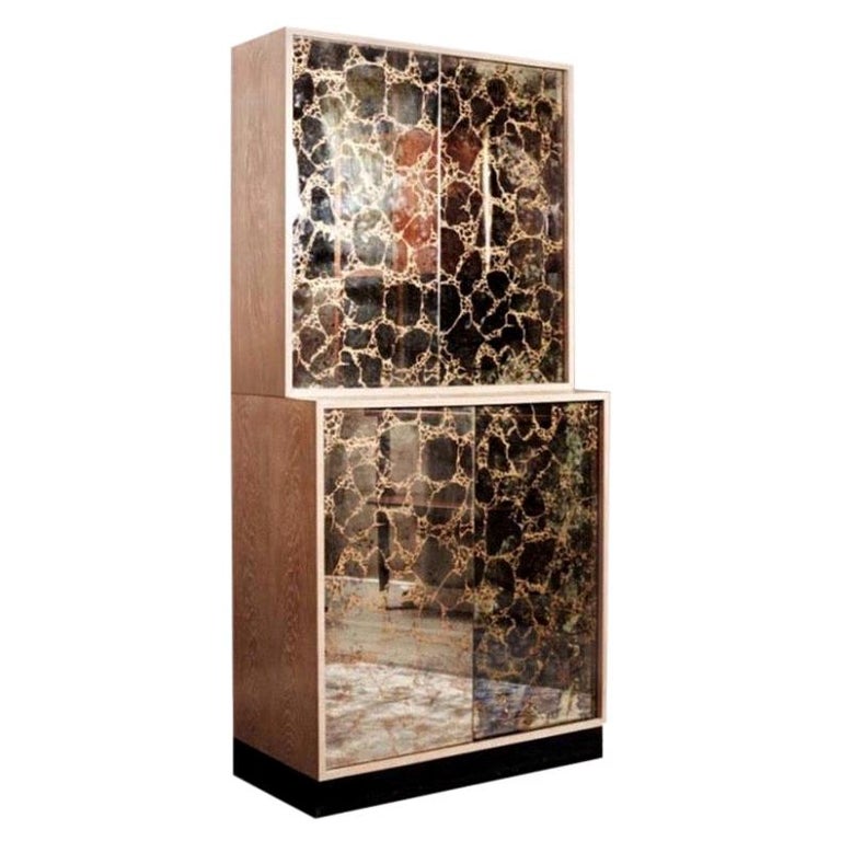 Modern Italian Beechwood Sliding Doors Cabinet For Sale