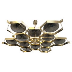 Italian Beehive Murano Glass and Brass Chandelier by Fabio Ltd