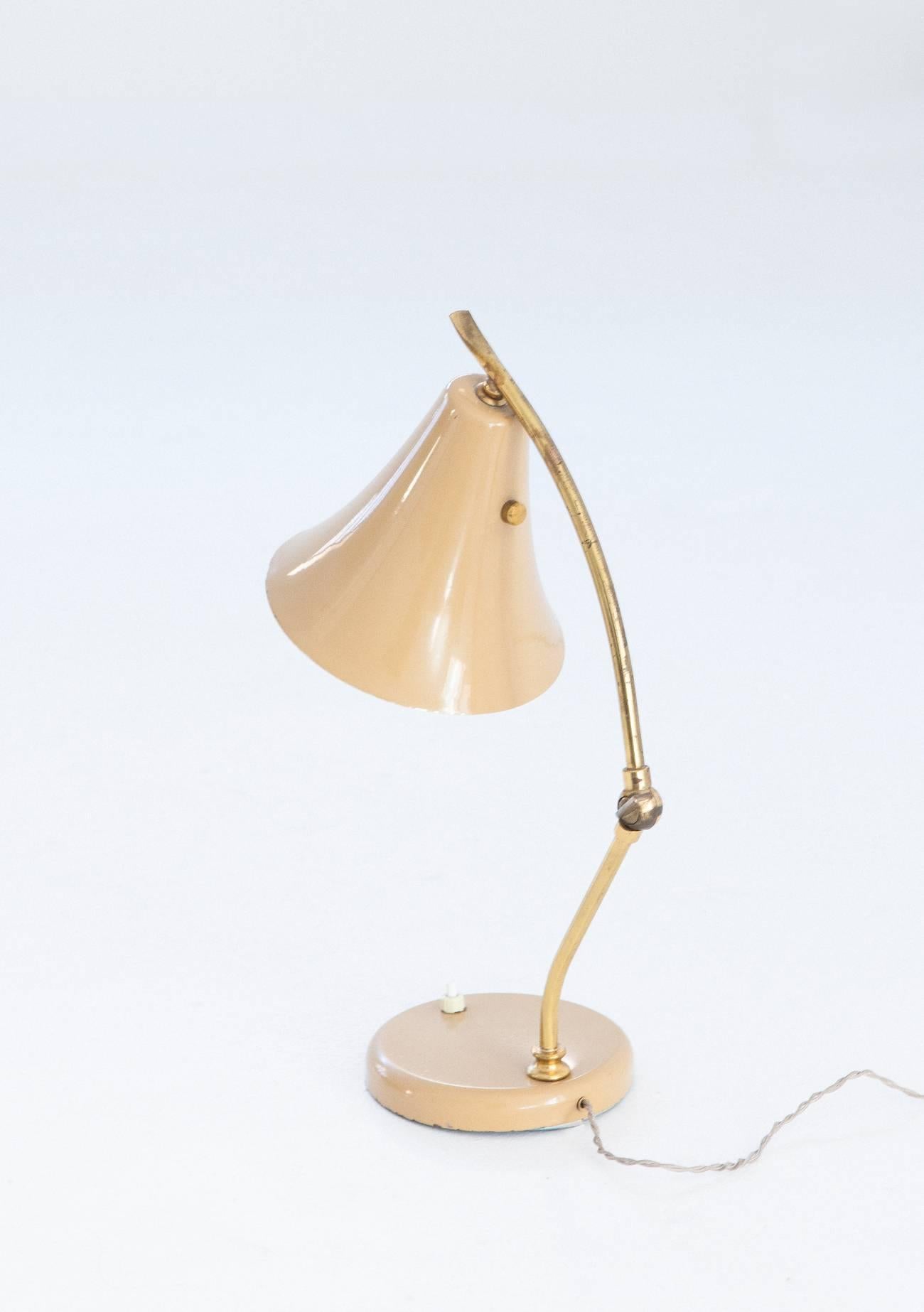 Metal Italian Beige Desk or Table Lamp, 1950s