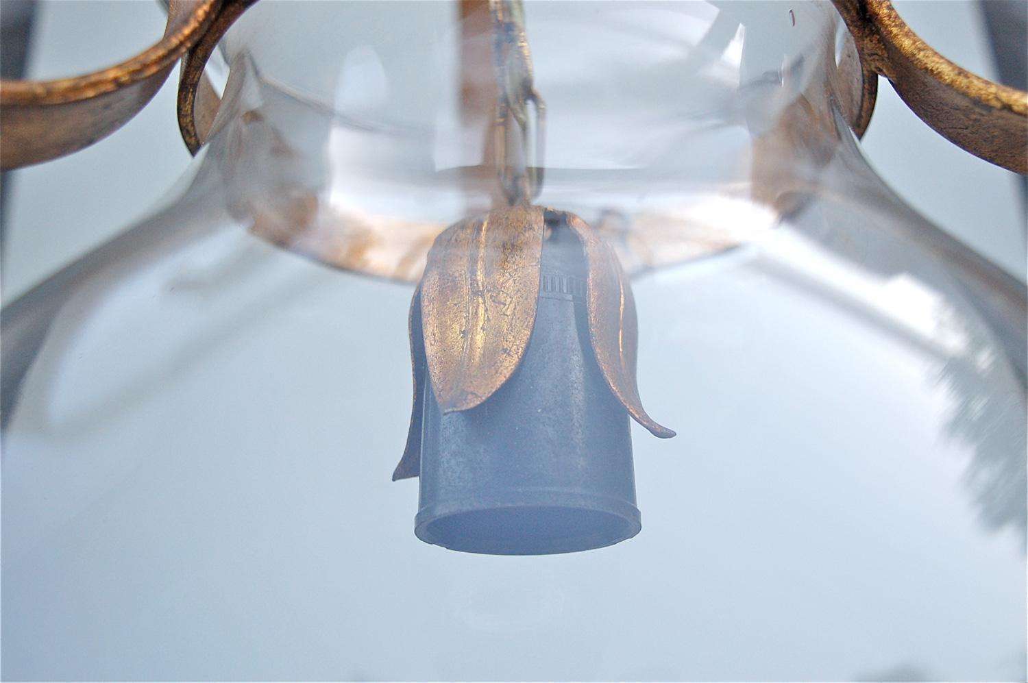 Hollywood Regency Italian Bell Jar Pendant Lamp, Late 20th Century For Sale