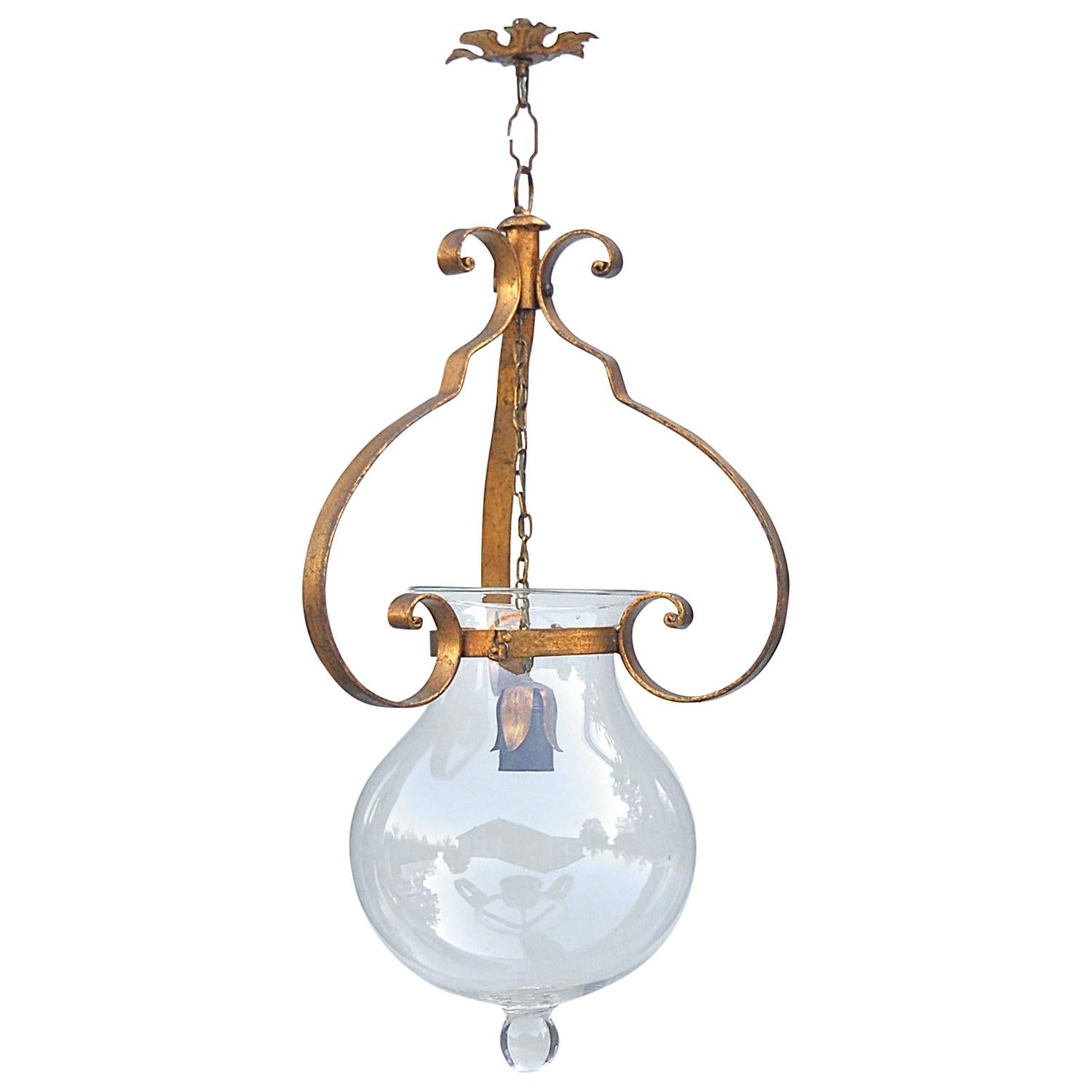 Italian Bell Jar Pendant Lamp, Late 20th Century For Sale