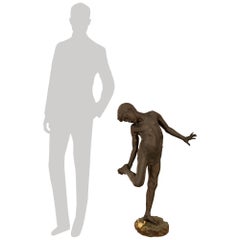Statua italiana in bronzo del periodo Belle Epoque intitolata Il Granchio firmata da De Lotto