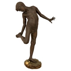 Antique Italian Belle Epoque Period Bronze statue titled Il Granchio signed by De Lotto