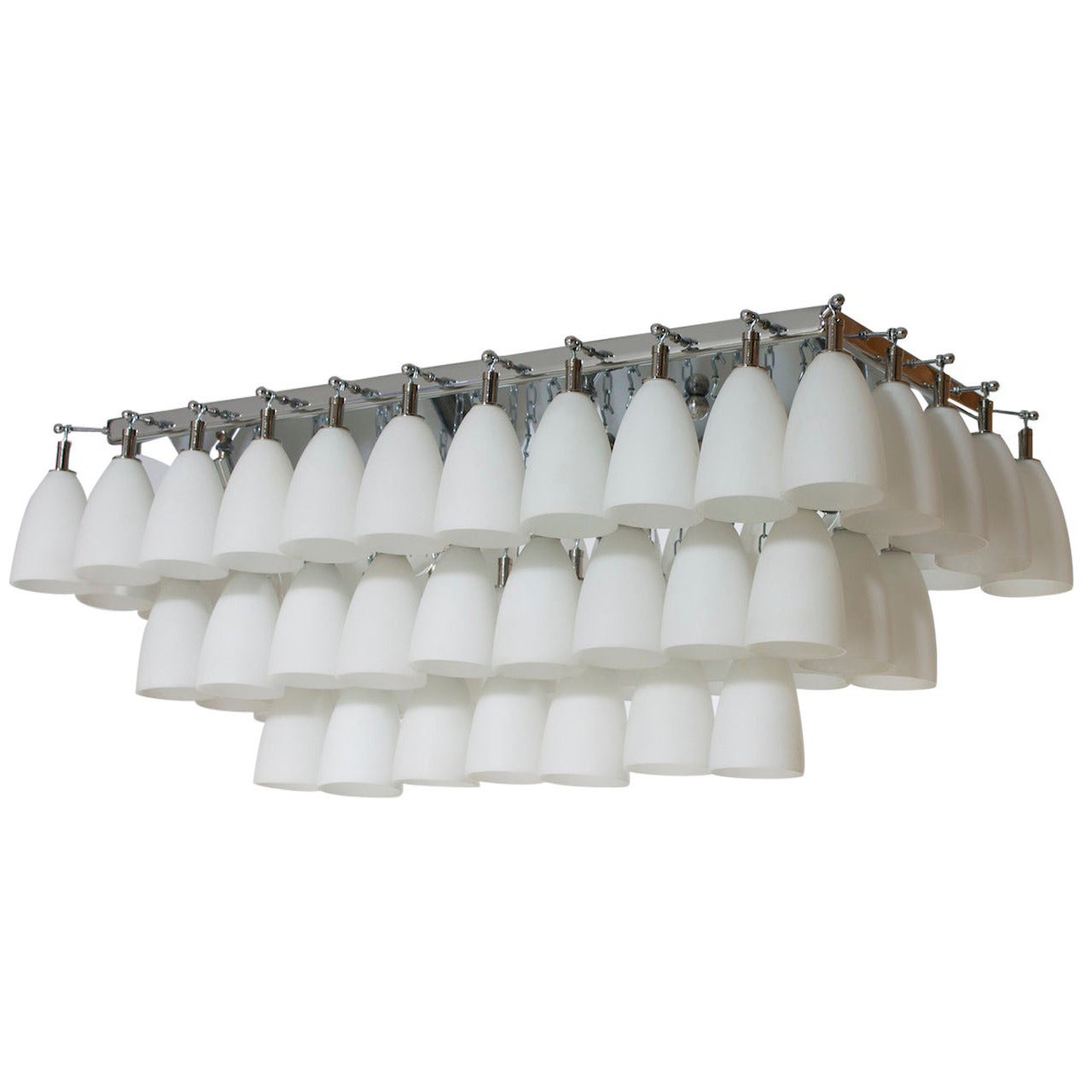 Italian Bells Chandelier in White Blown Murano Glass Attributed to Mazzega