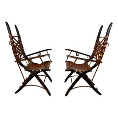 Poltrone italiane in pelle con cintura di Alberto Marconetti