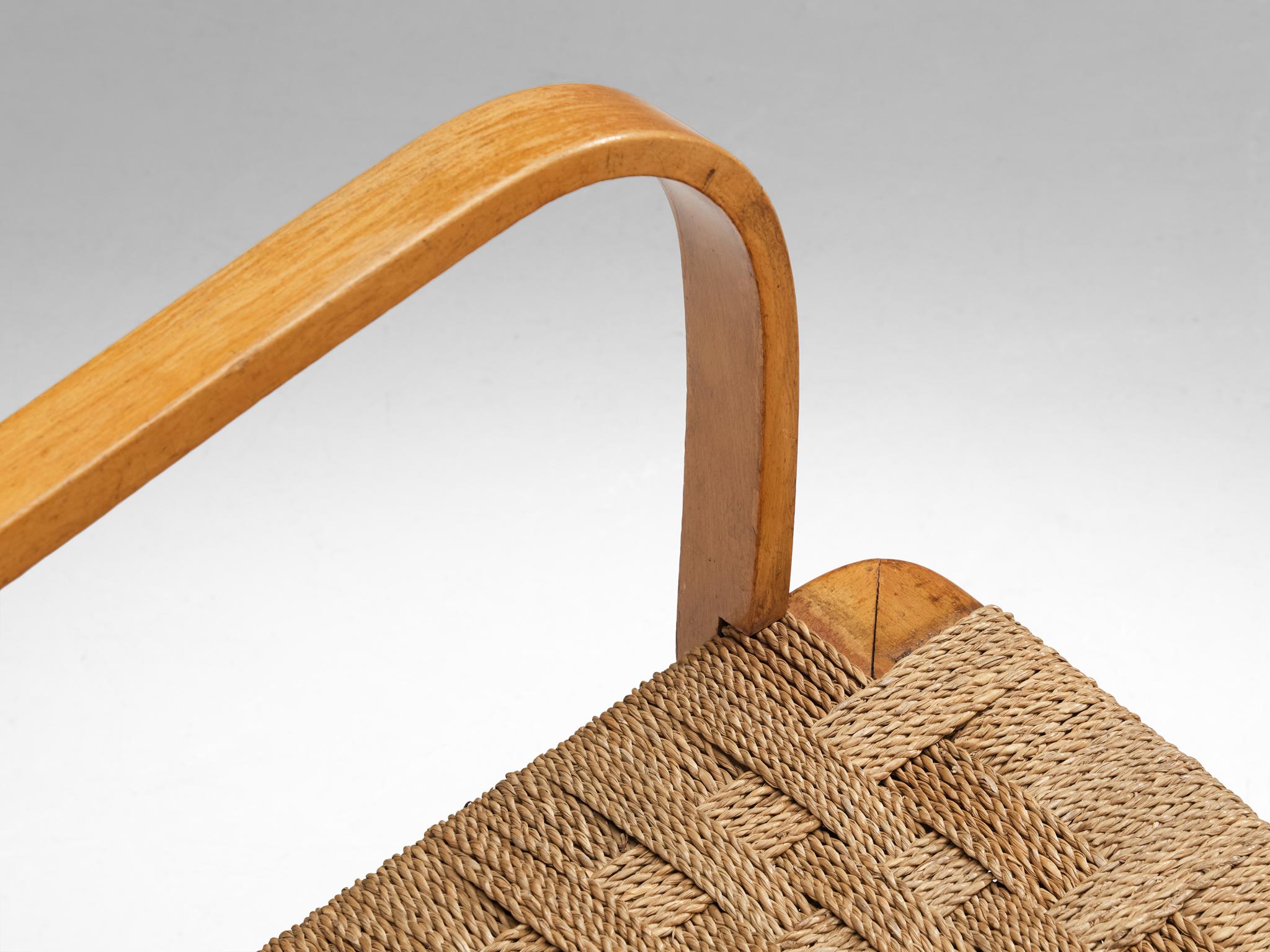 Fibra naturale Panchina italiana in paglia intrecciata e Wood biondo in vendita