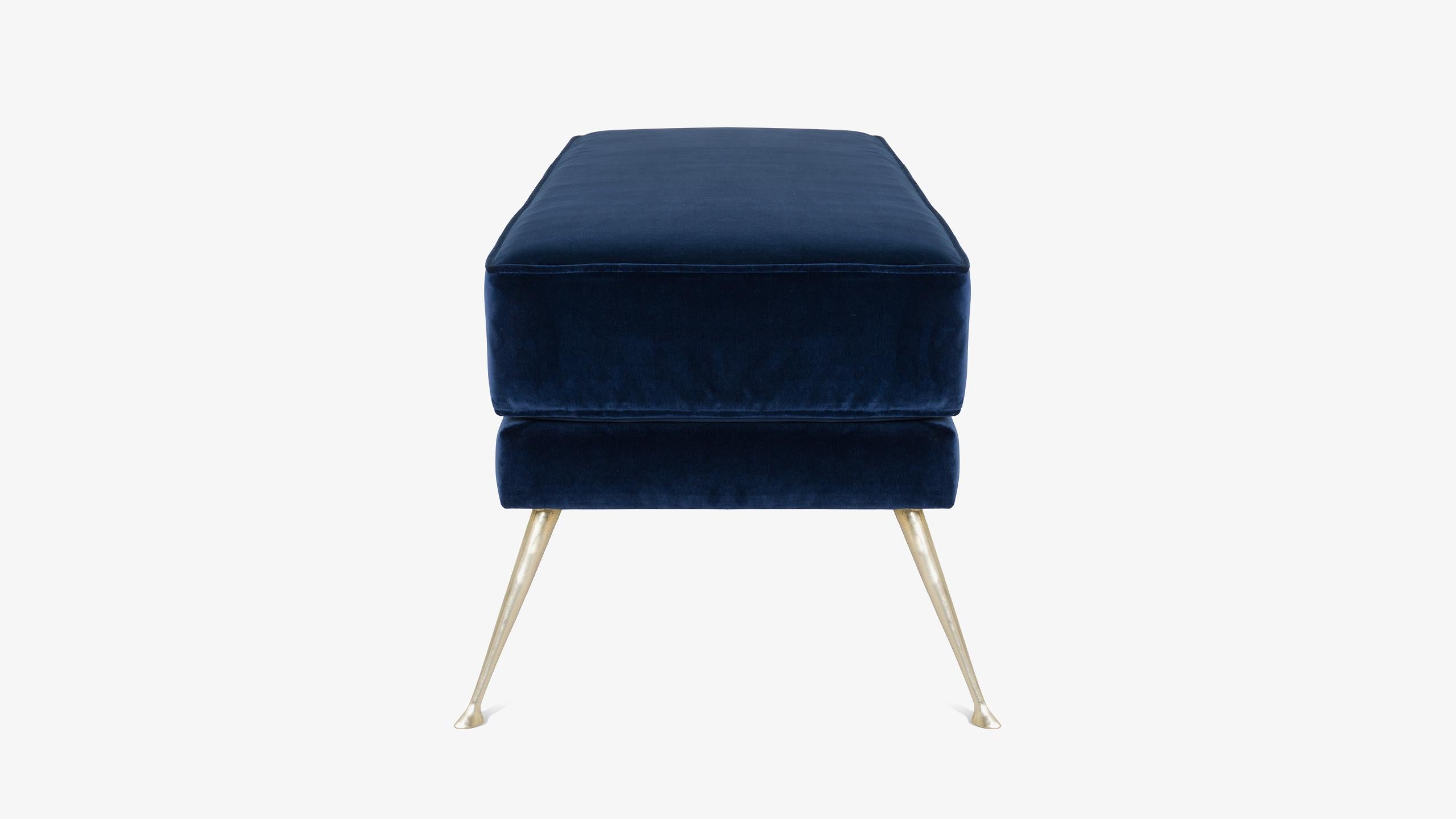 navy velvet bench