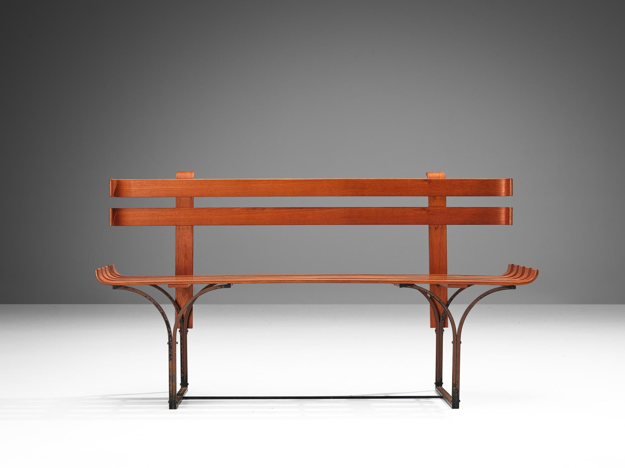 Italian Bench in Plywood and Metal  For Sale 1