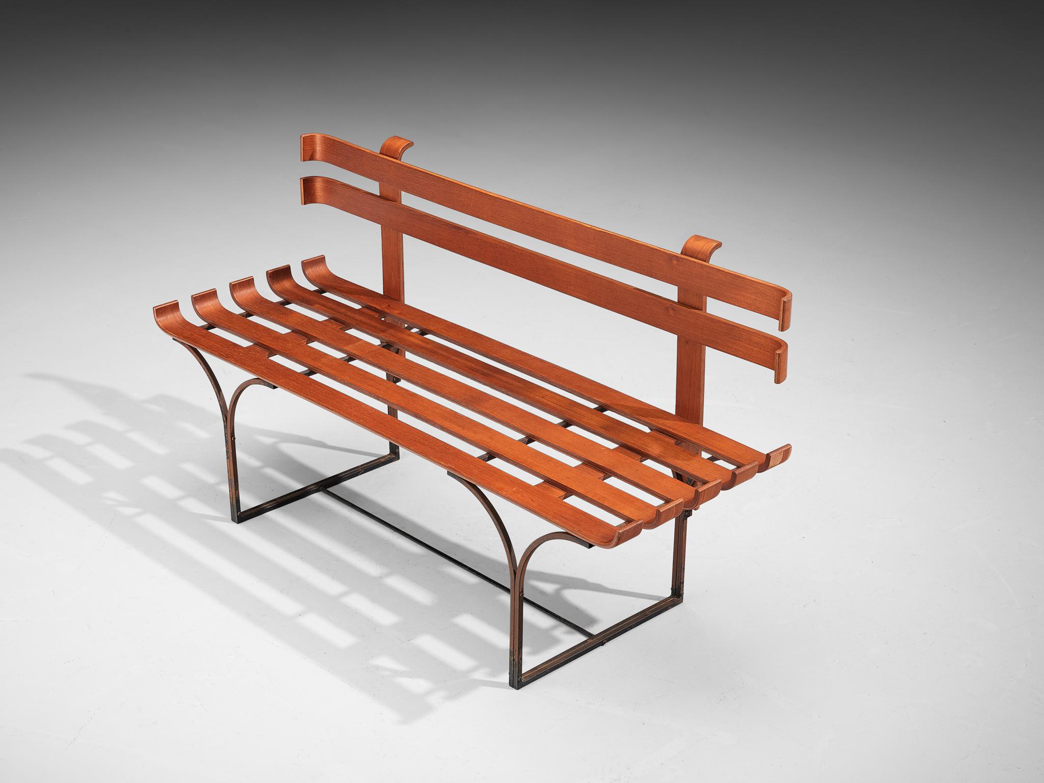 Italian Bench in Plywood and Metal  For Sale 2