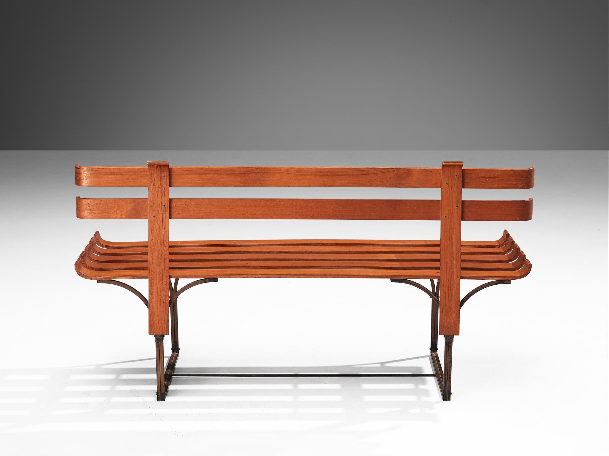 Banc italien en contreplaqué et métal en vente 3