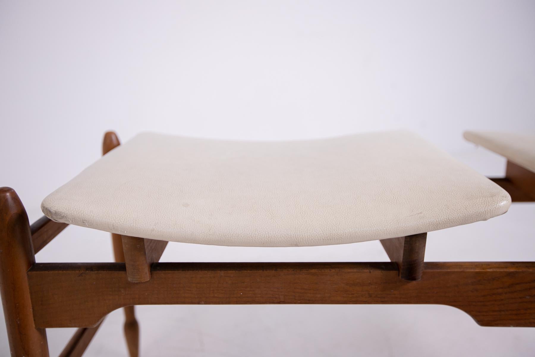 Italian Bench in Wood and Leather, 1950s In Good Condition In Milano, IT