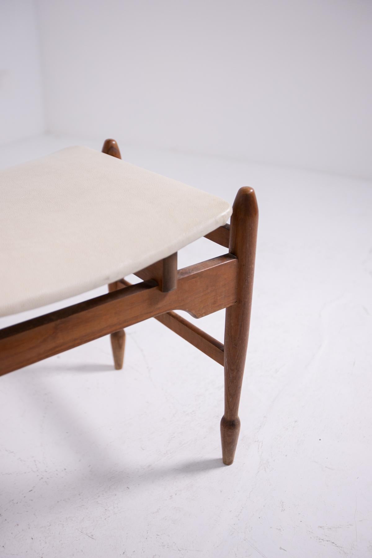 Italian Bench in Wood and Leather, 1950s 1