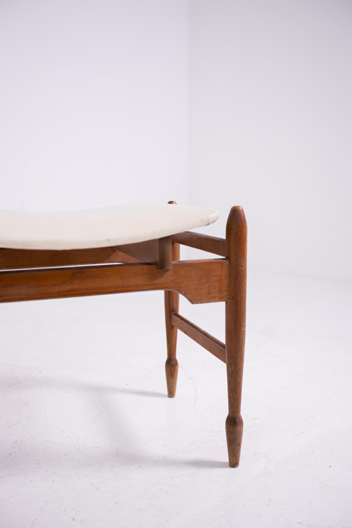 Italian Bench in Wood and Leather, 1950s 2