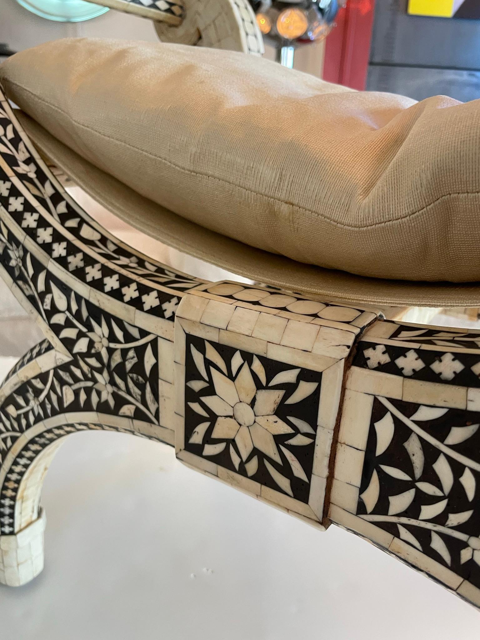 Italian Egyptian Bench with Modern Pearl Inlay, 1960s For Sale