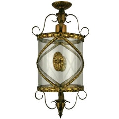 Retro Italian  Bent glass  Brass Lantern