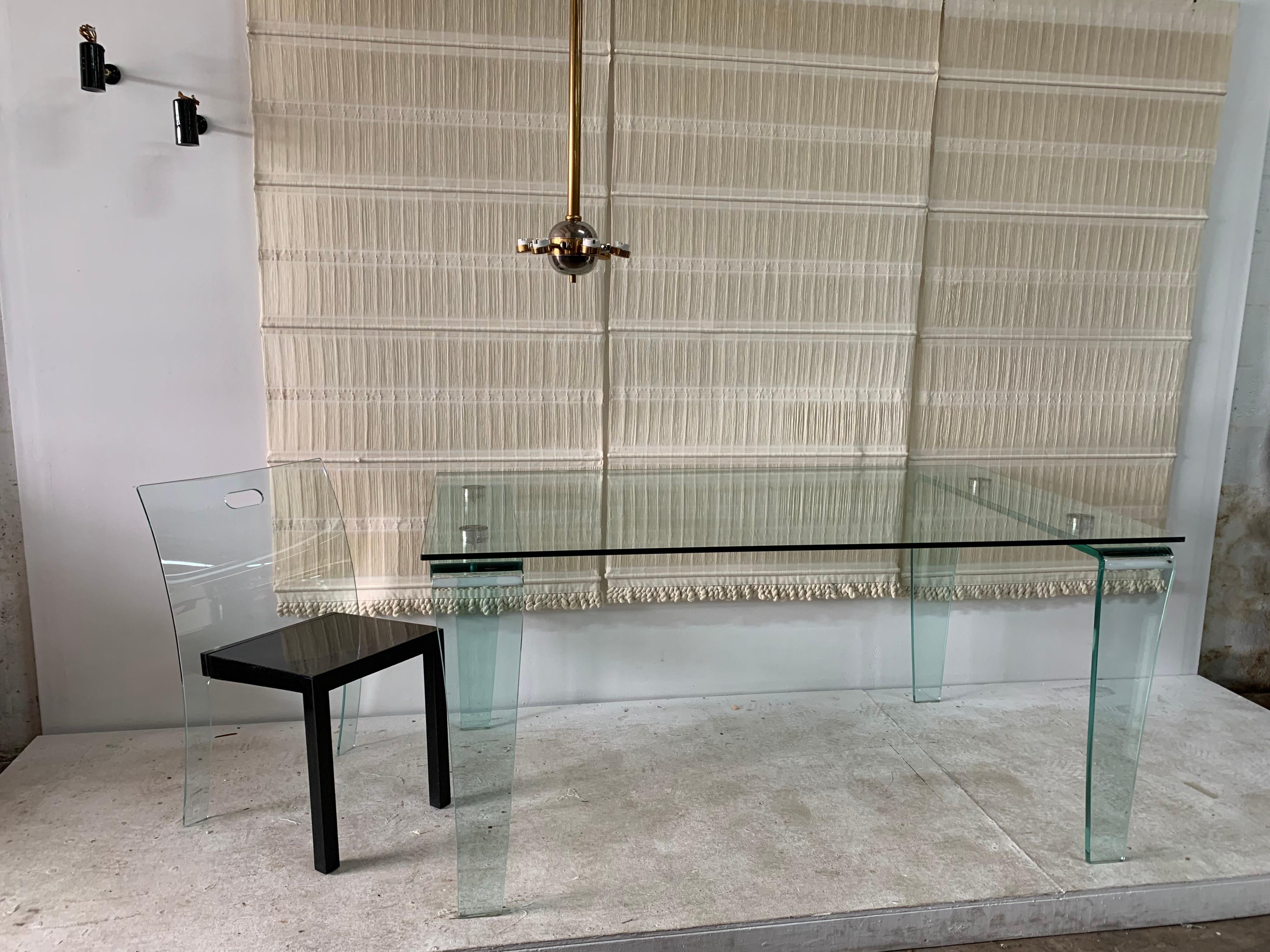 Italian Bent Glass Table/ Desk Attributed to FIAM, Italy For Sale 3