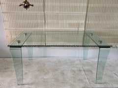 Italian Bent Glass Table/ Desk Attributed to FIAM, Italy