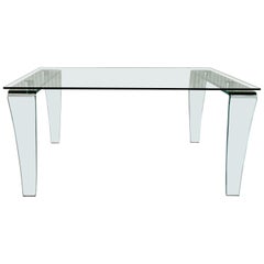 Italian Bent Glass Table/ Desk Attributed to FIAM, Italy