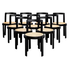 Vintage Italian Bentwood Caned Chairs, Set of 10