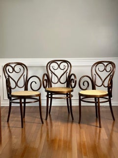 Italian Bentwood Thonet Cafe Daum Style Armchairs by Salvatore Leone, Set of 3