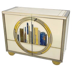 Armadi moderni su misura in avorio con contorno blu oro bianco New York City