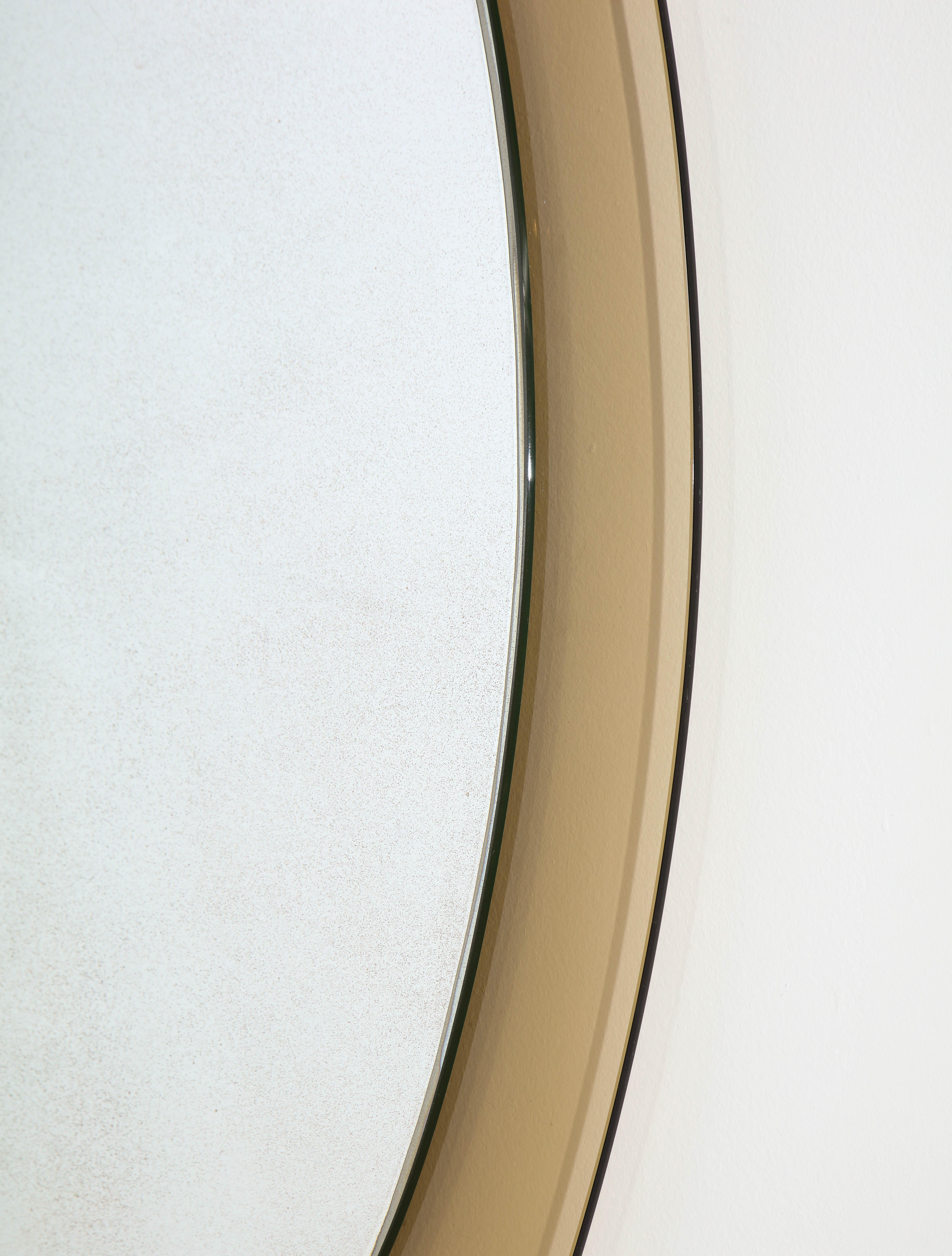 Mid-Century Modern Italian Beveled Smoked Glass Wall Mirror from Veca For Sale