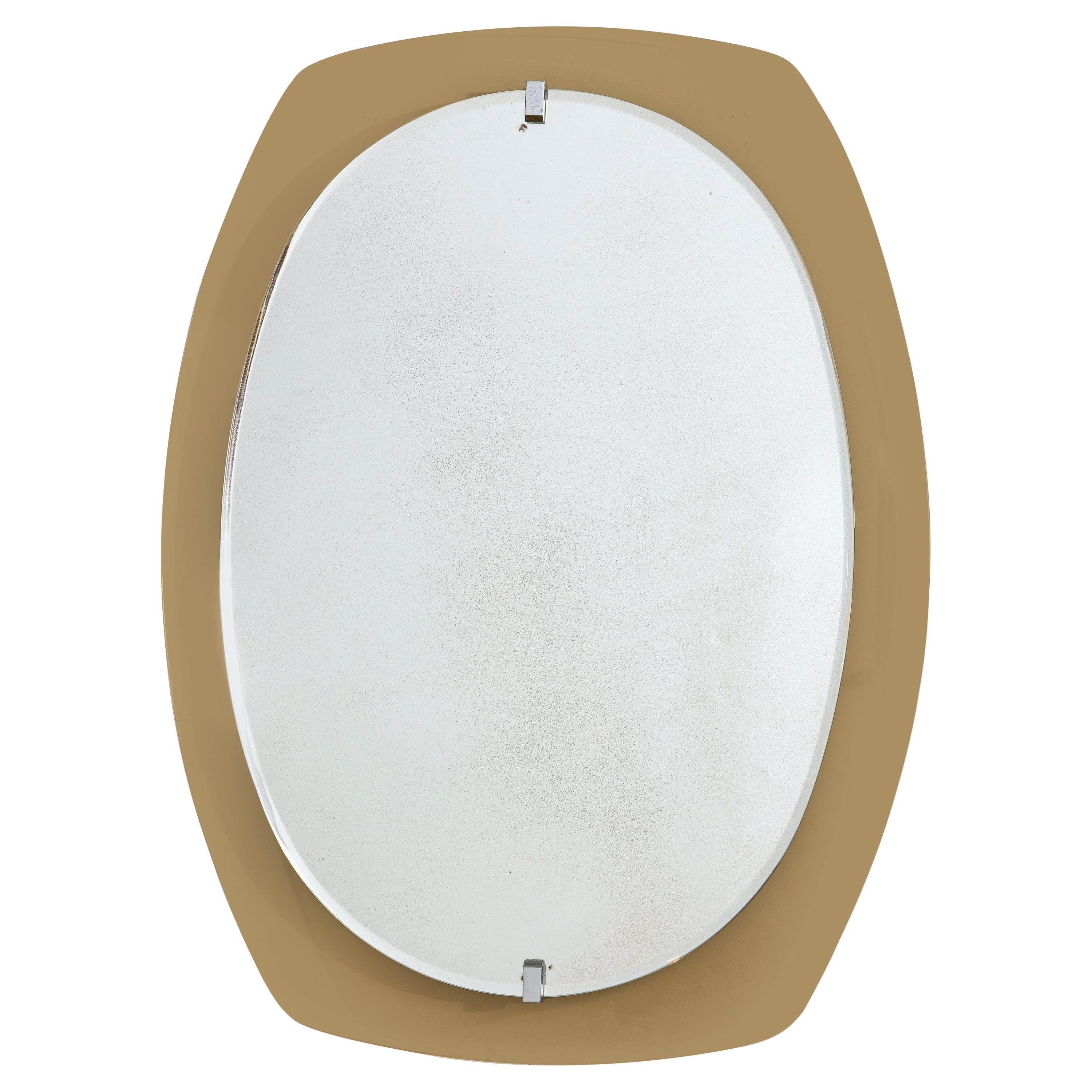 Italian Beveled Smoked Glass Wall Mirror from Veca For Sale