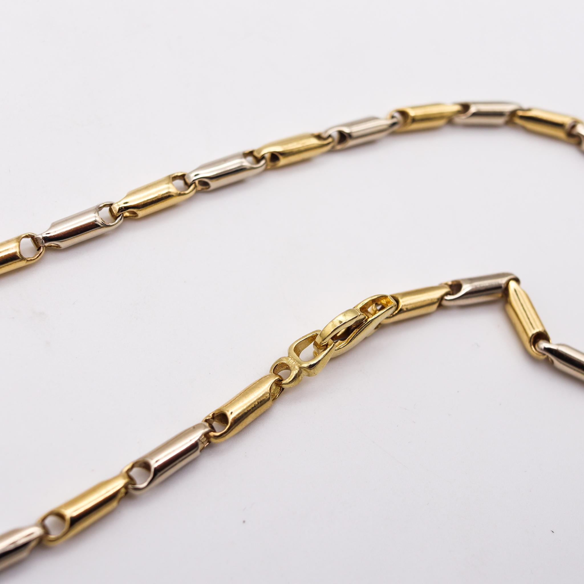 Women's or Men's Italian Bi Color Tubular Chain of in 18kt Yellow and White Gold For Sale