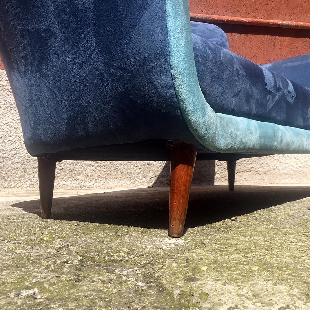 Italian Bicolor Alcantara and Beech Sofa, 1950s 3