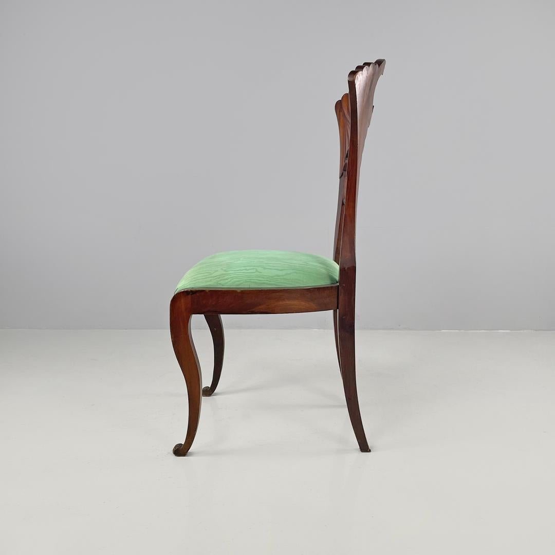 Chaise italienne Biedermeier décorée en bois et tissu vert vif, début des années 1800 Bon état - En vente à MIlano, IT