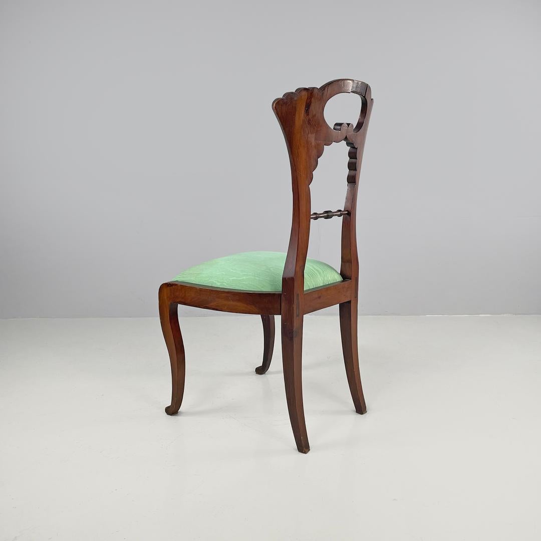 Début du XIXe siècle Chaise italienne Biedermeier décorée en bois et tissu vert vif, début des années 1800 en vente