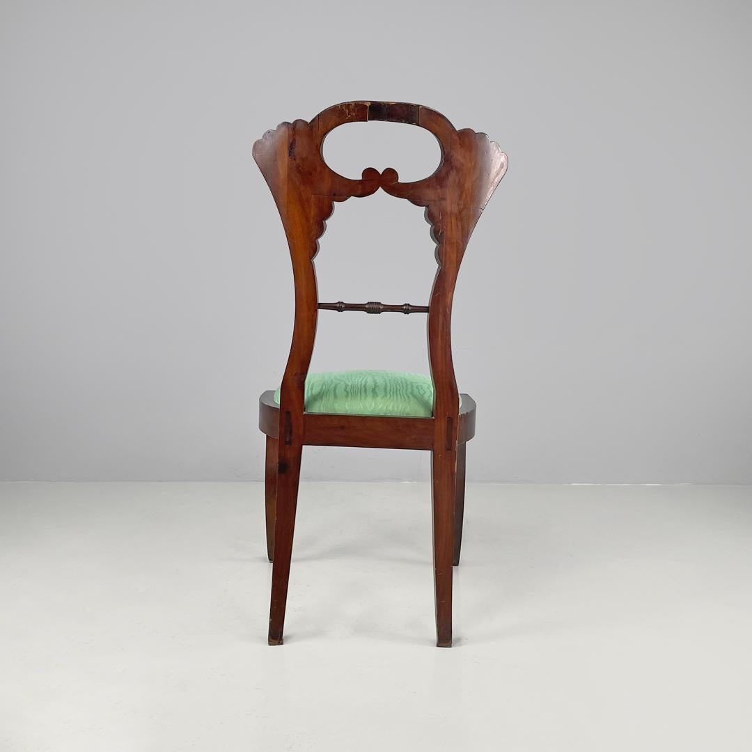 Tissu Chaise italienne Biedermeier décorée en bois et tissu vert vif, début des années 1800 en vente