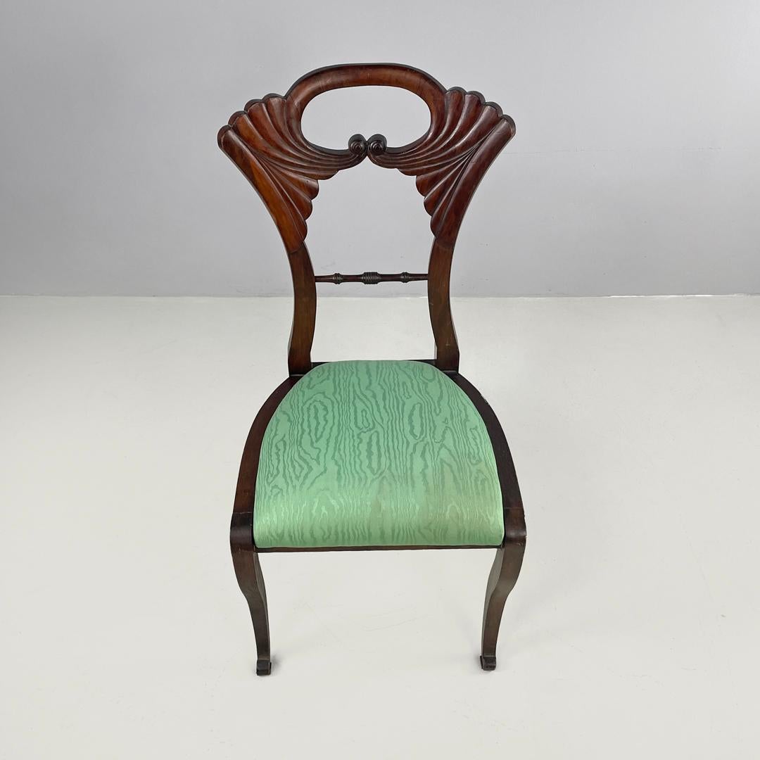 Chaise italienne Biedermeier décorée en bois et tissu vert vif, début des années 1800 en vente 1